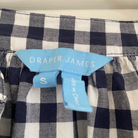 Draper James Loretta Nassau Navy and White Gingham Shirt Dress Size Small - Picture 4 of 5